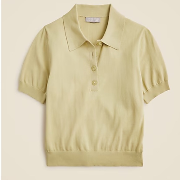 J. Crew Tops - J. Crew Yellow Polo Top with Puff Sleeves and Fitted Waistband